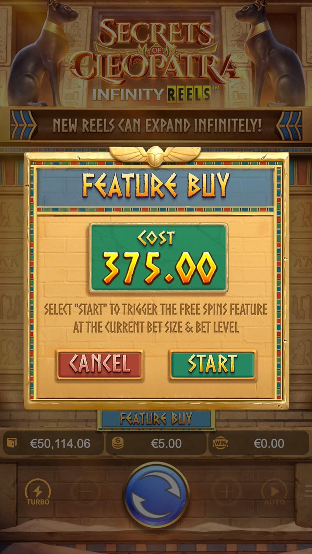 Secrets of Cleopatra slot gameplay screenshot