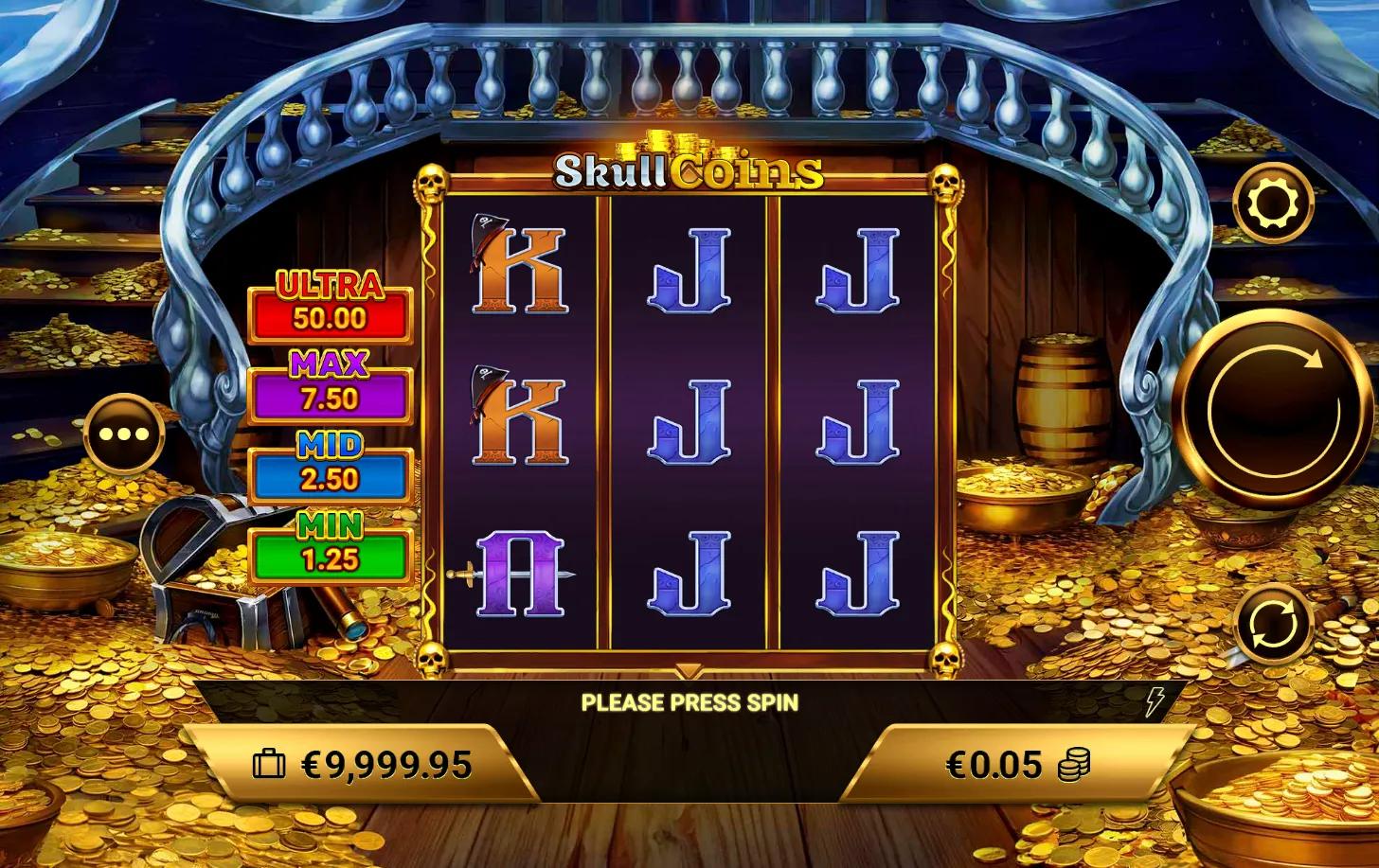 Skull Coins slot gameplay screenshot