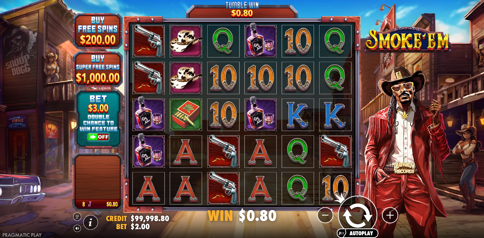 Smoke'Em slot by Pragmatic Play gameplay screenshot