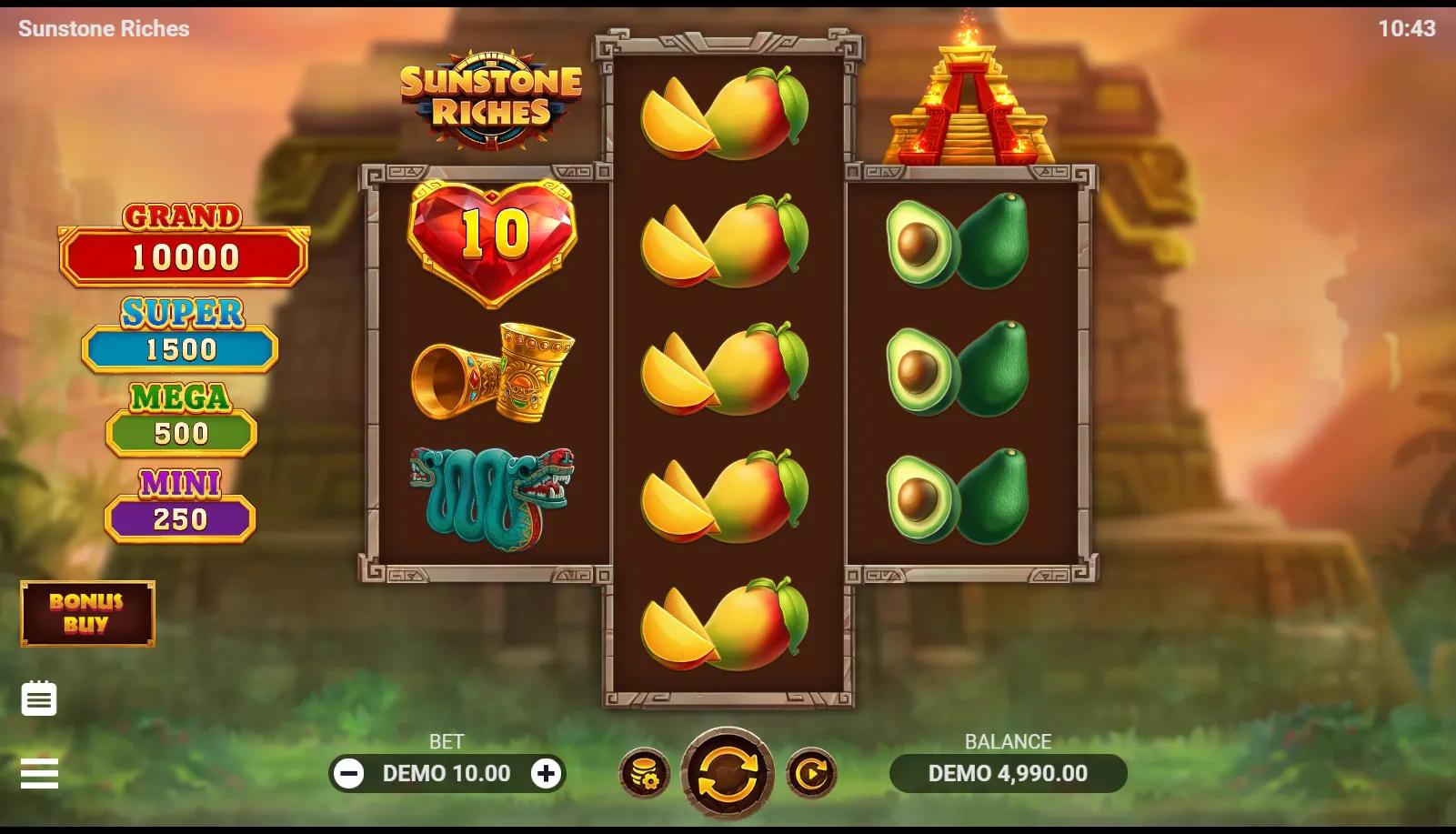 Sunstone Riches slot gameplay screenshot