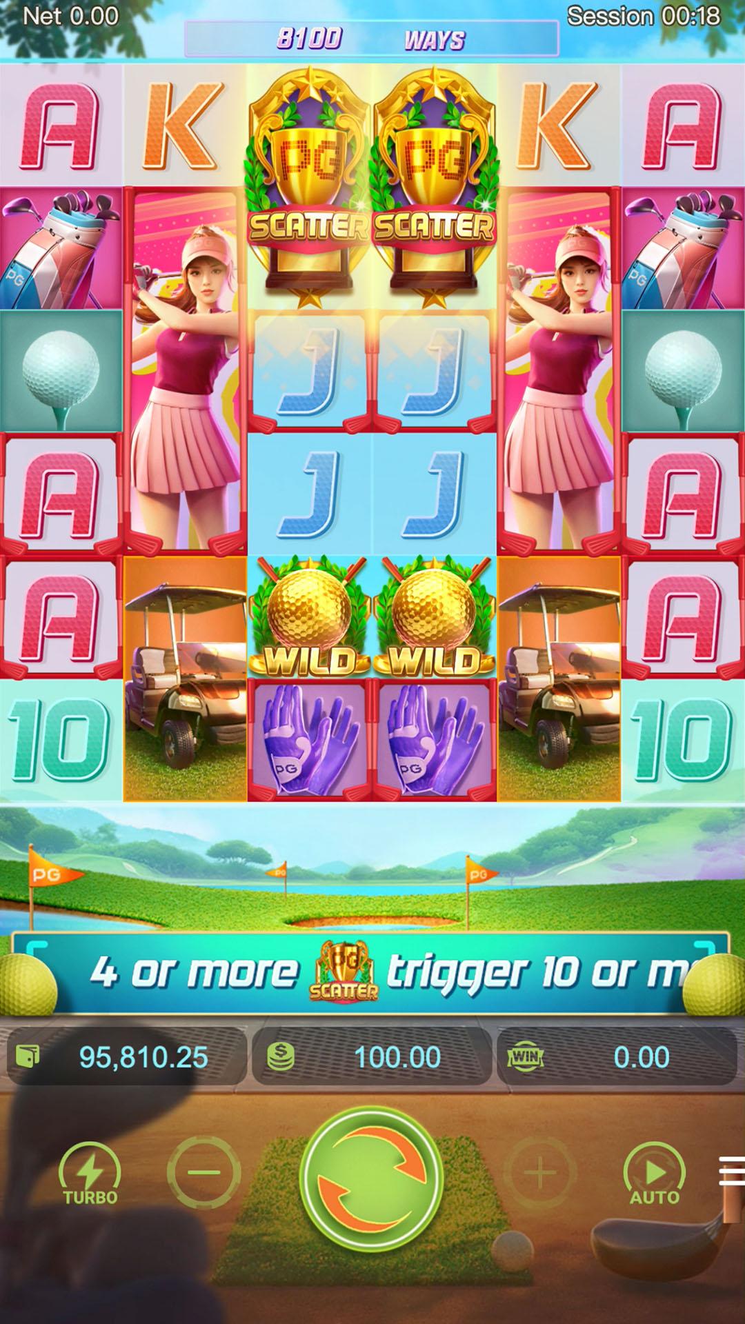 Super Golf Drive slot gameplay screenshot
