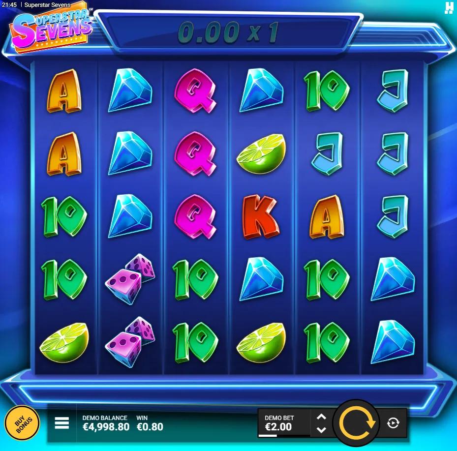 Superstar Sevens slot by Hacksaw Gaming gameplay screenshot