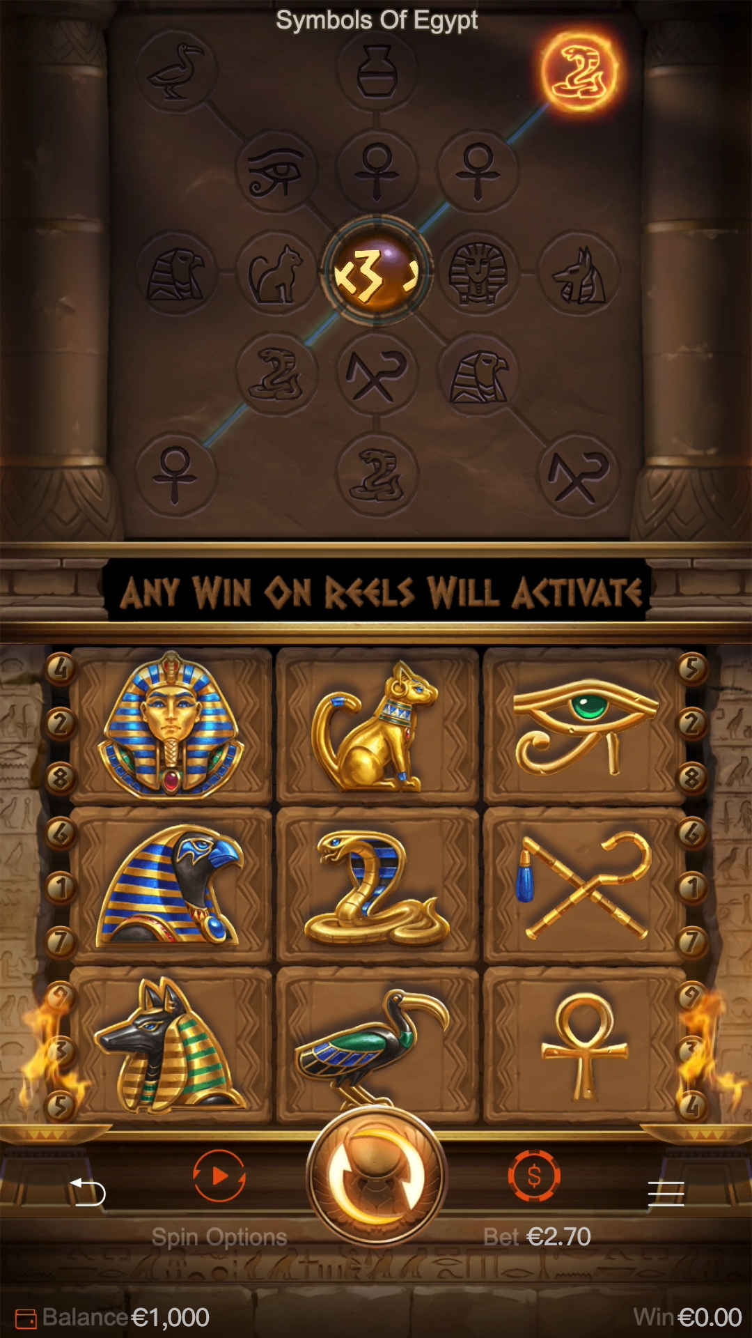 Symbols of Egypt slot gameplay screenshot