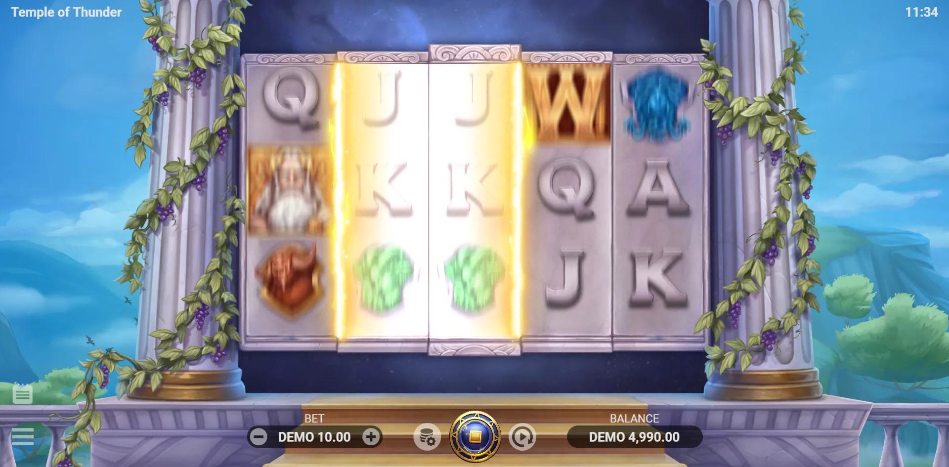 Temple of Thunder slot gameplay screenshot