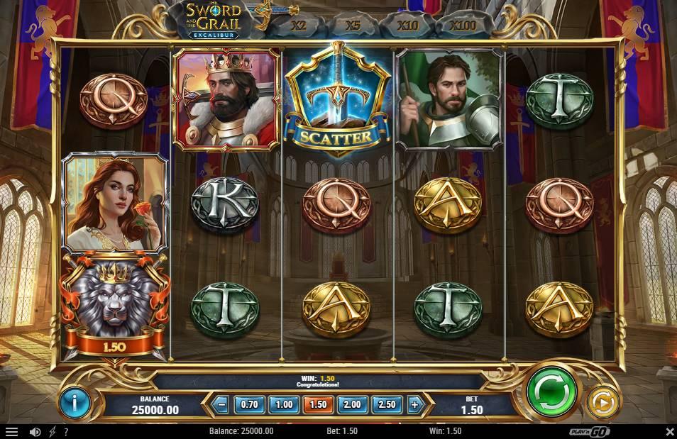 The Sword and the Grail Excalibur slot by Play'n GO gameplay screenshot