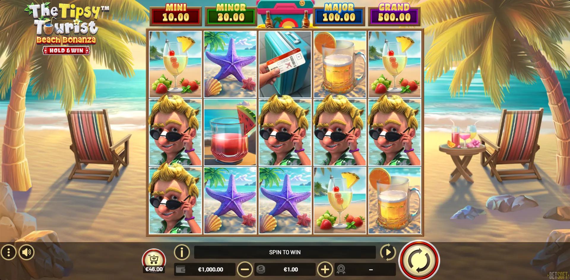 The Tipsy Tourist Beach Bonanza slot gameplay screenshot