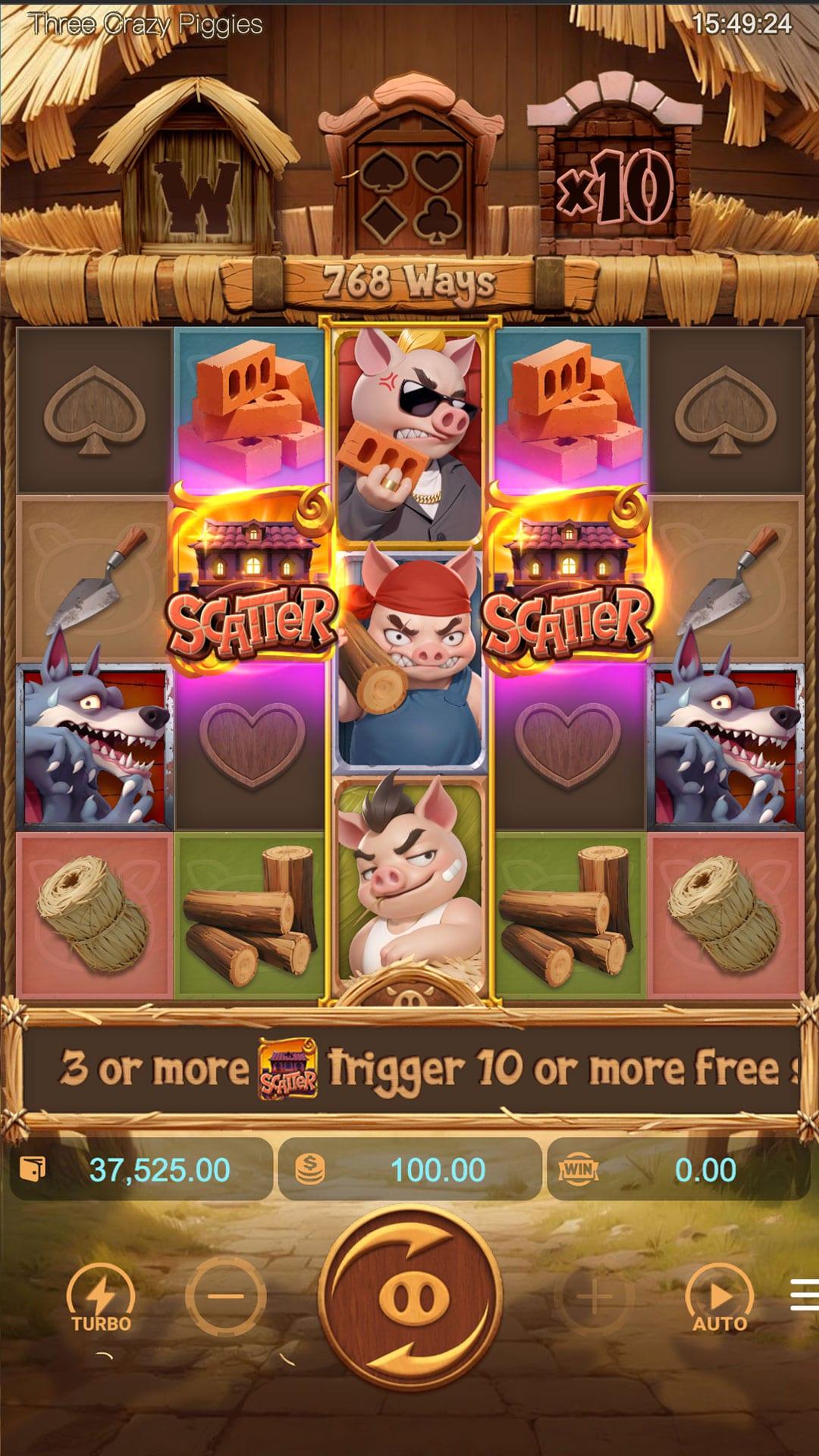 Three Crazy Piggies slot gameplay screenshot