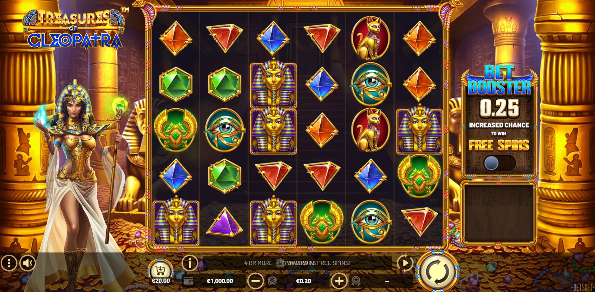 Treasures of Cleopatra slot gameplay screenshot