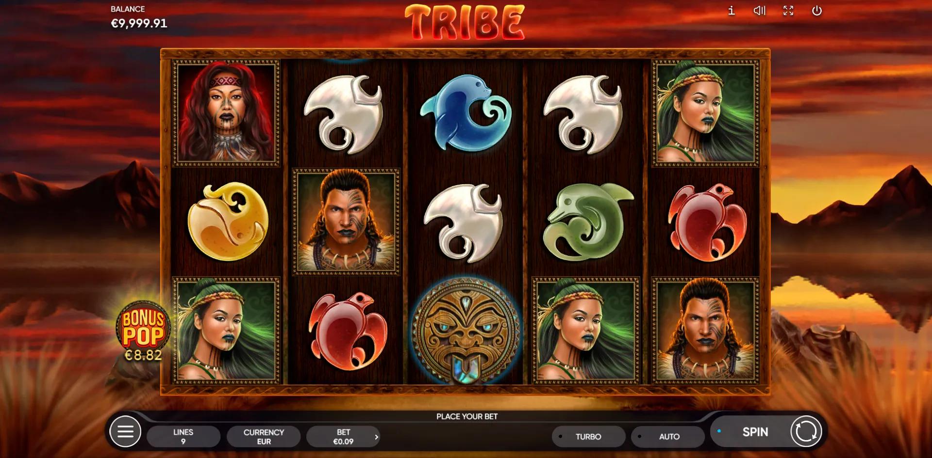 Tribe slot gameplay screenshot