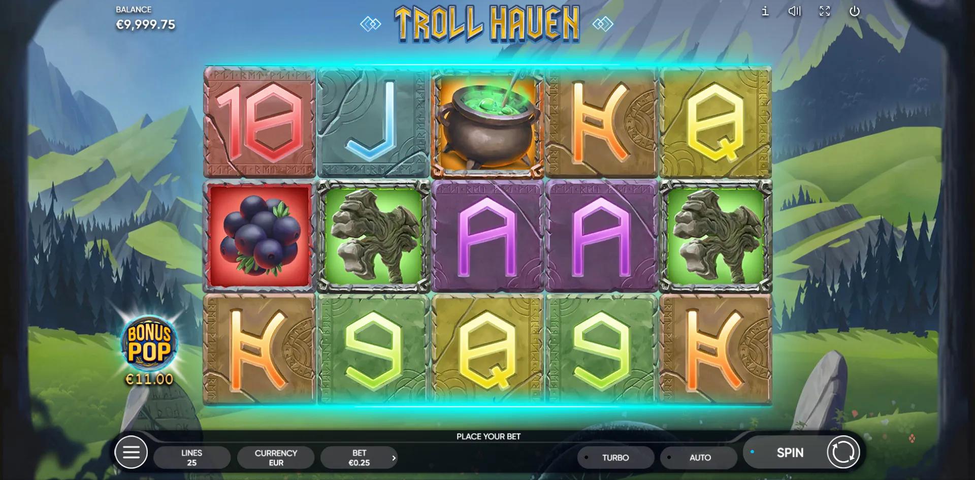 Troll Haven slot gameplay screenshot