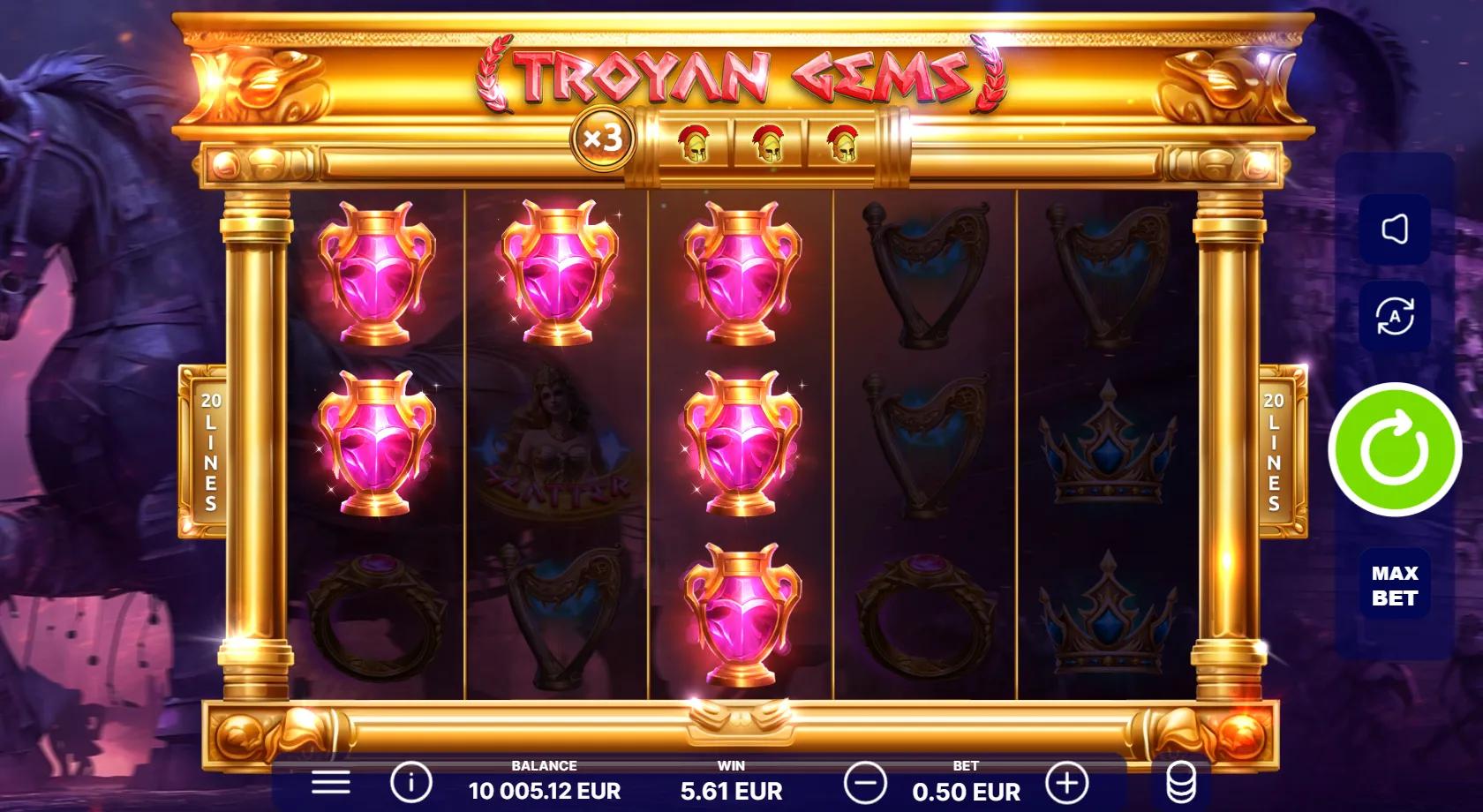 Troyan Gems slot gameplay screenshot
