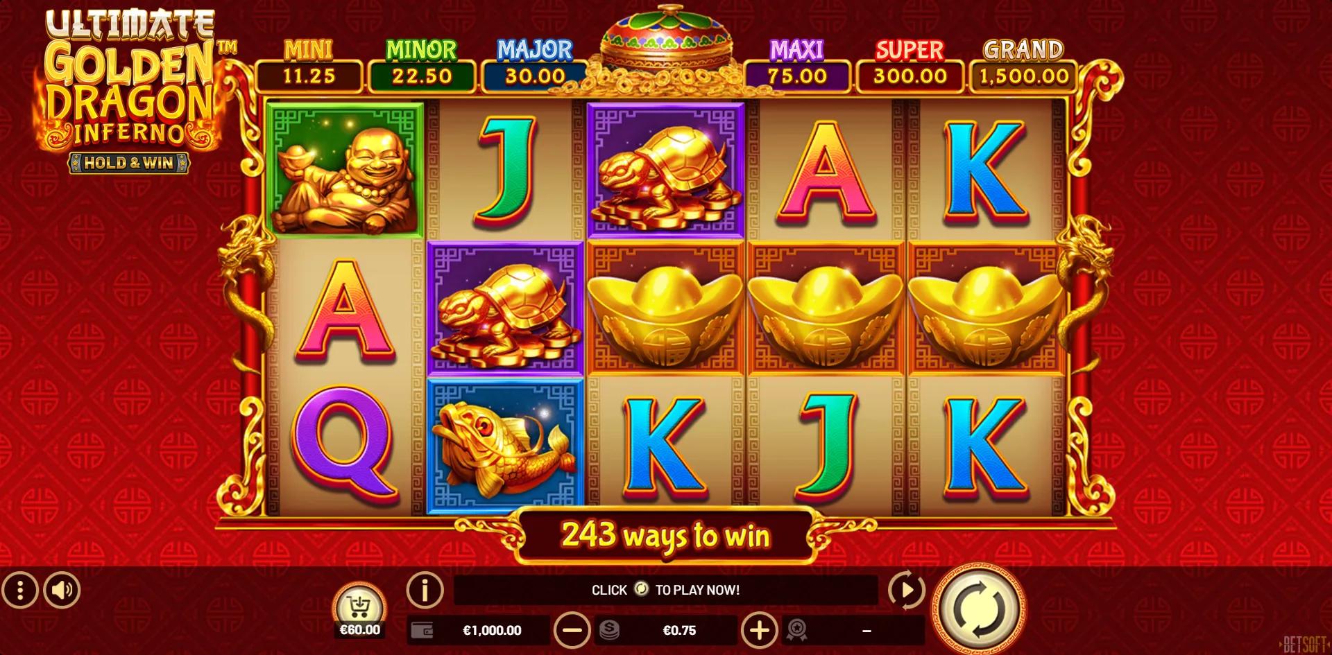 Ultimate Golden Dragon Inferno slot gameplay screenshot