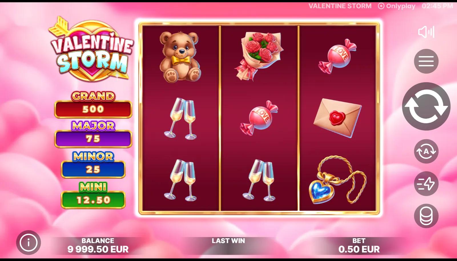 Valentine Storm slot gameplay screenshot