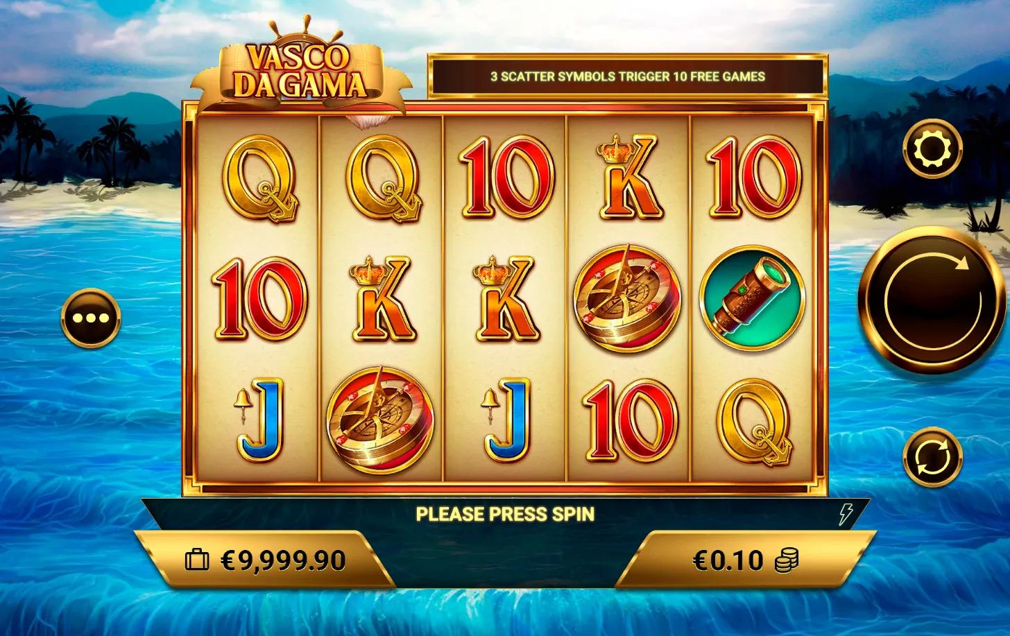 Vasco da Gama slot gameplay screenshot