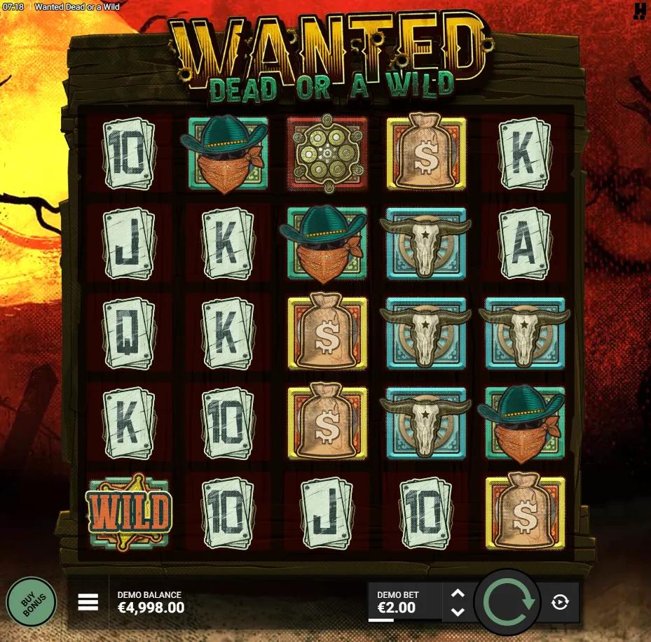 Wanted Dead or a Wild slot gameplay screenshot