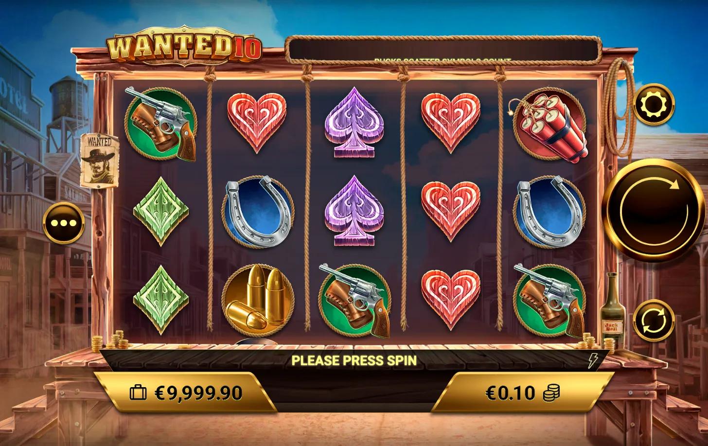 Wanted 10 slot gameplay screenshot
