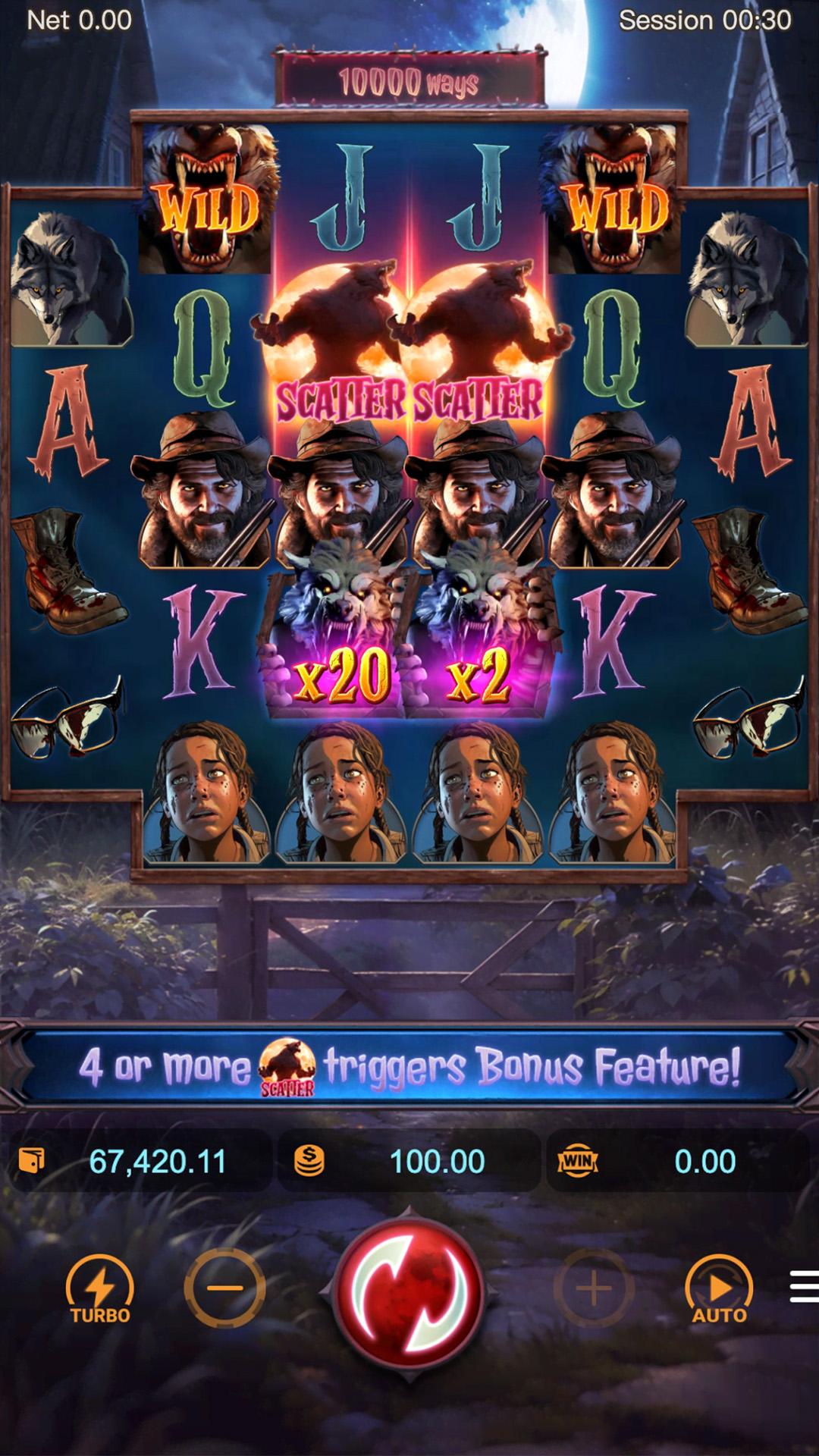 Werewolf's Hunt slot gameplay screenshot