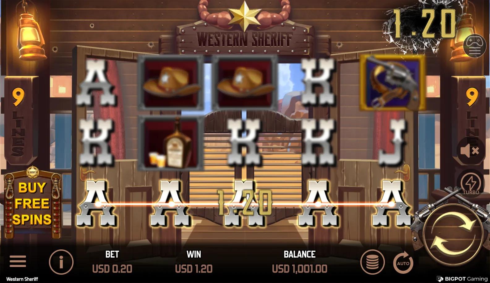 Western Sheriff slot gameplay screenshot