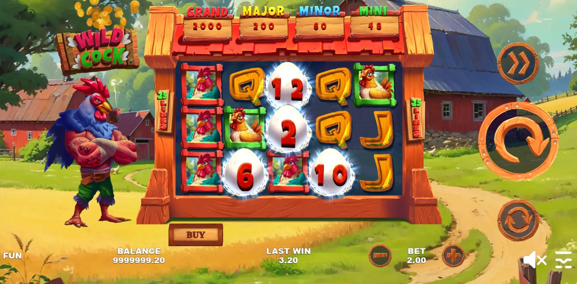 Wild Cock slot gameplay screenshot