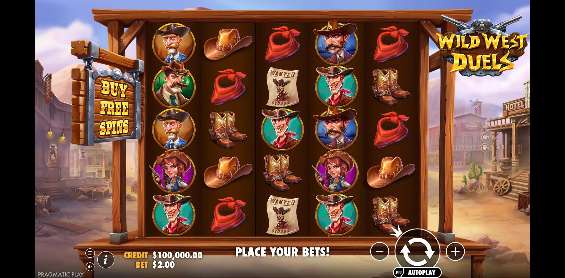 Wild West Duels slot gameplay screenshot