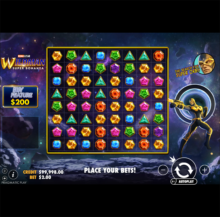 Wildman Super Bonanza slot by Pragmatic Play gameplay screen