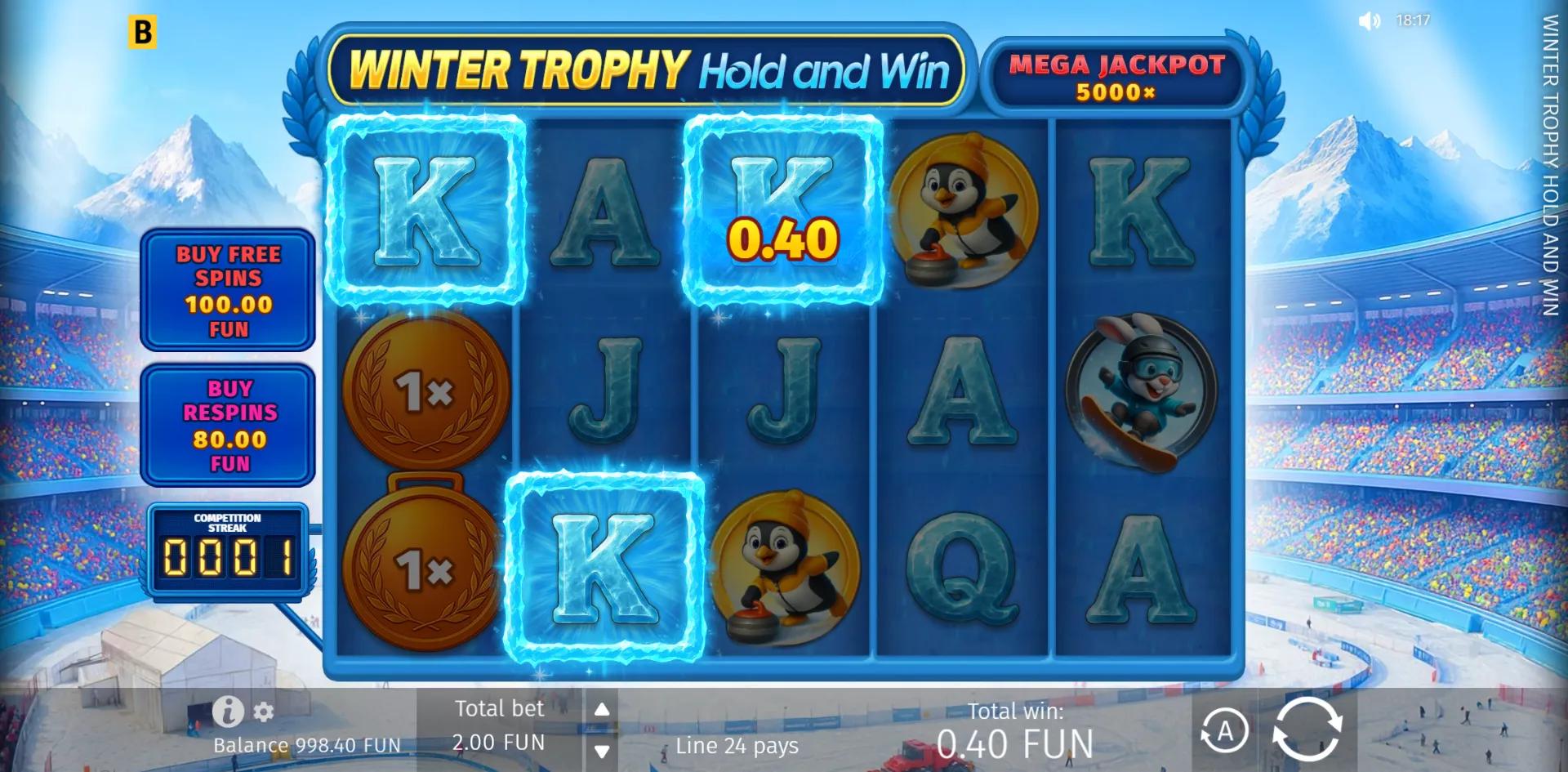 Winter Trophy Hold and Win slot gameplay screenshot