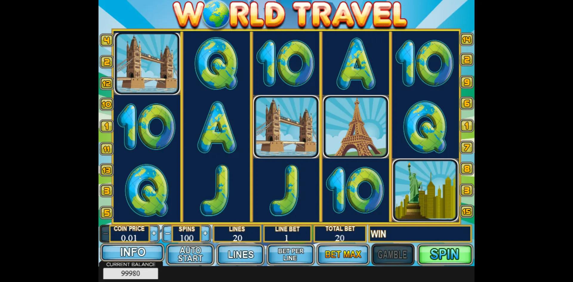 World Travel slot gameplay screenshot