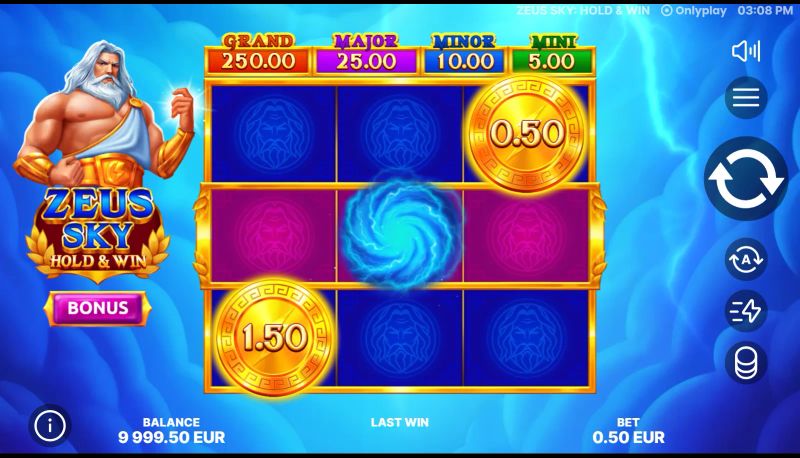 Zeus Sky: Hold & Win gameplay screenshot