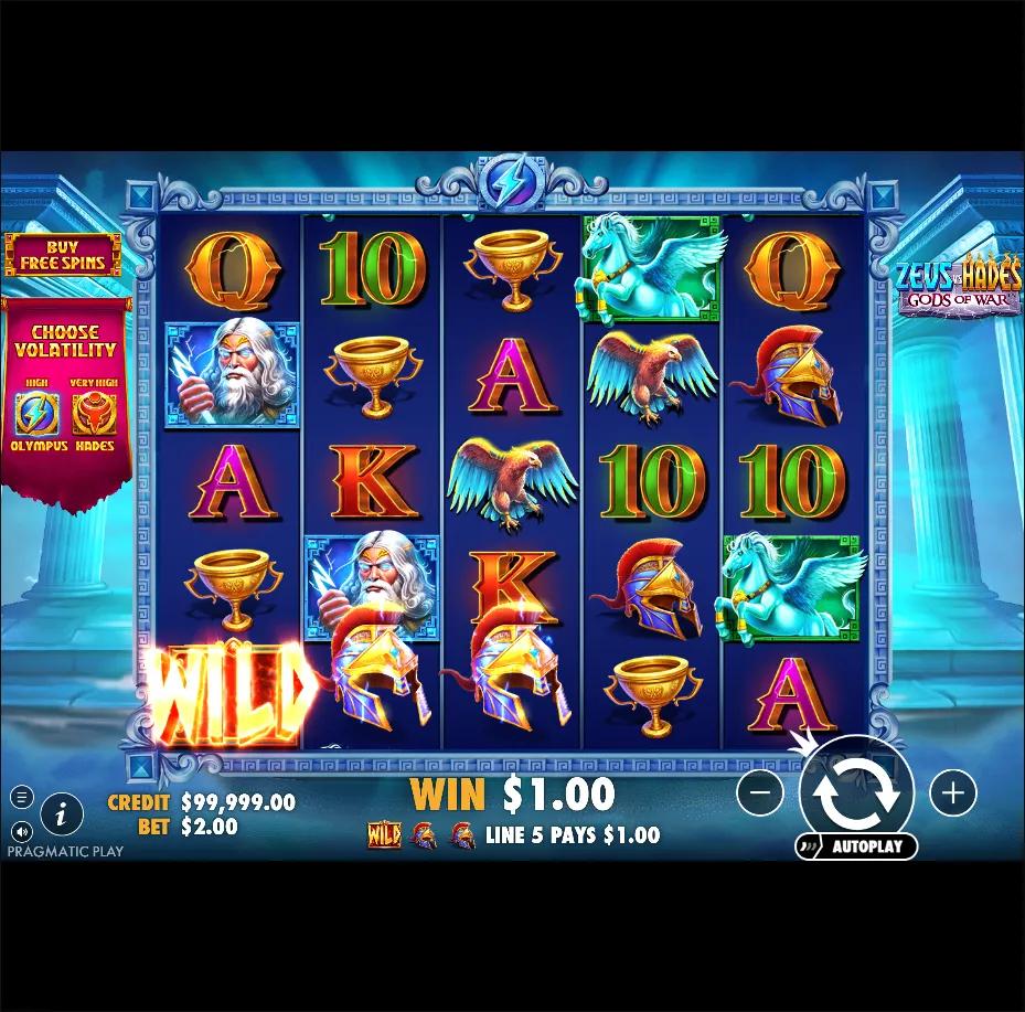 Zeus vs Hades - Gods of War slot gameplay screenshot