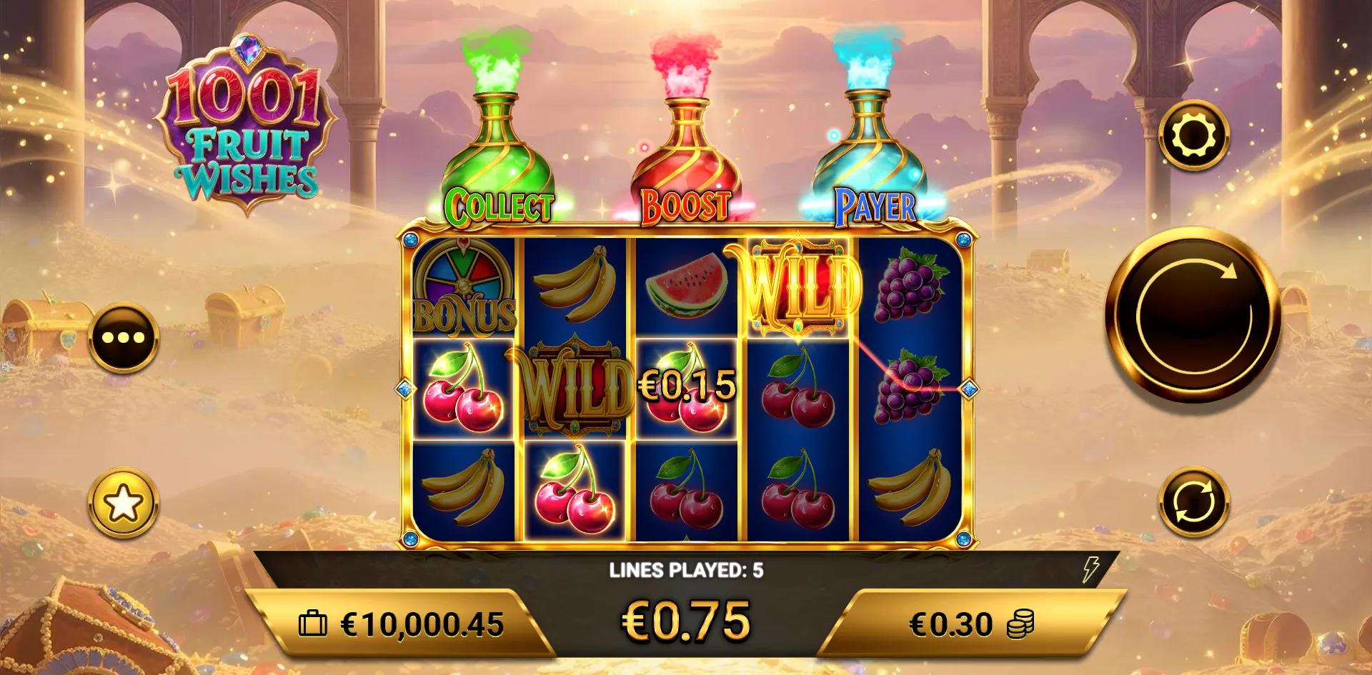 1001 Fruit Wishes slot gameplay screenshot