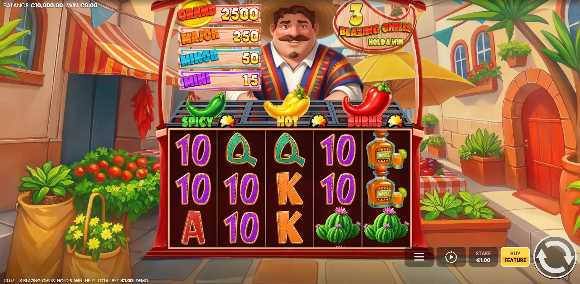 3 Blazing Chilis: Hold & Win slot gameplay screenshot