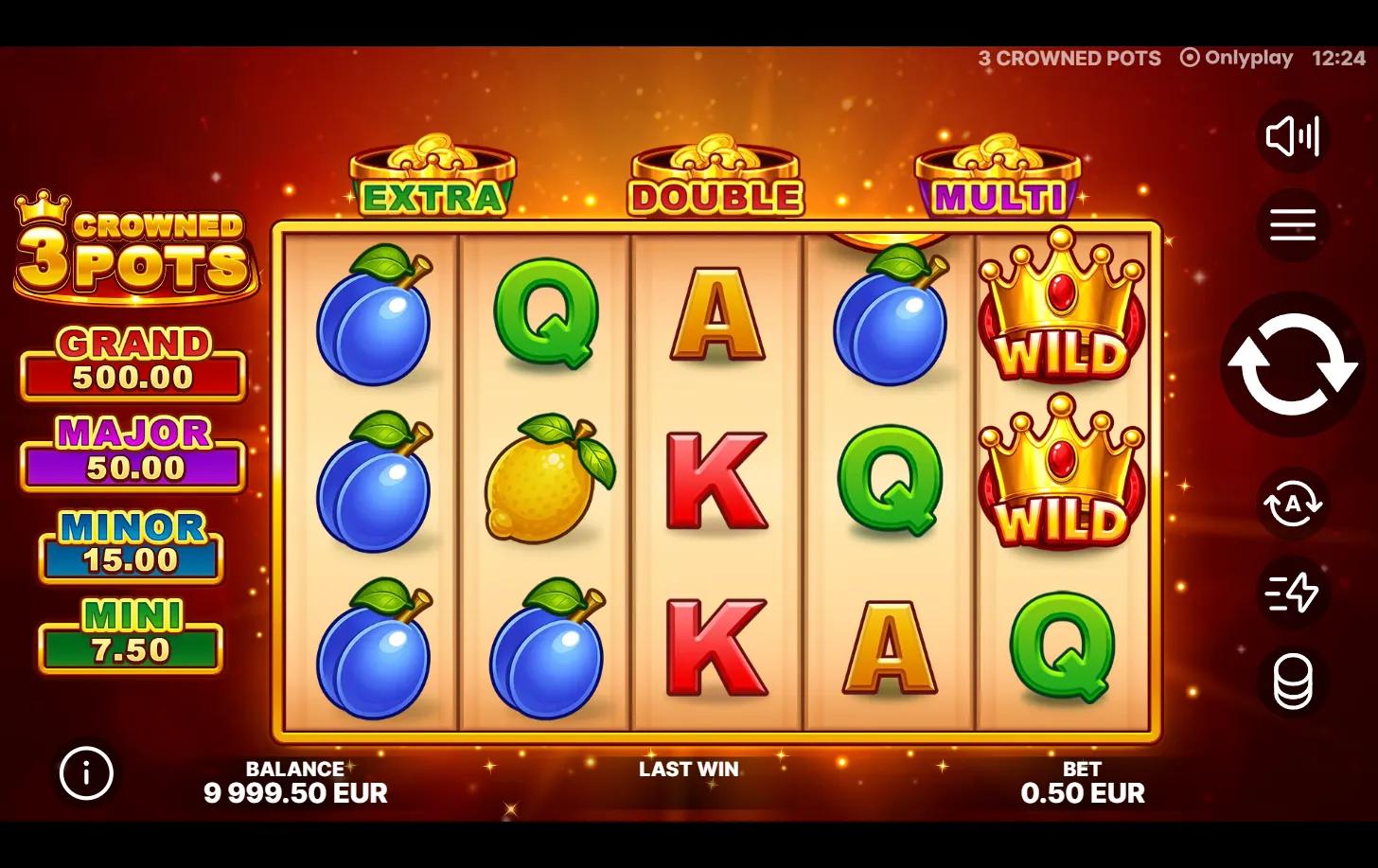3 Crowned Pots slot gameplay screenshot