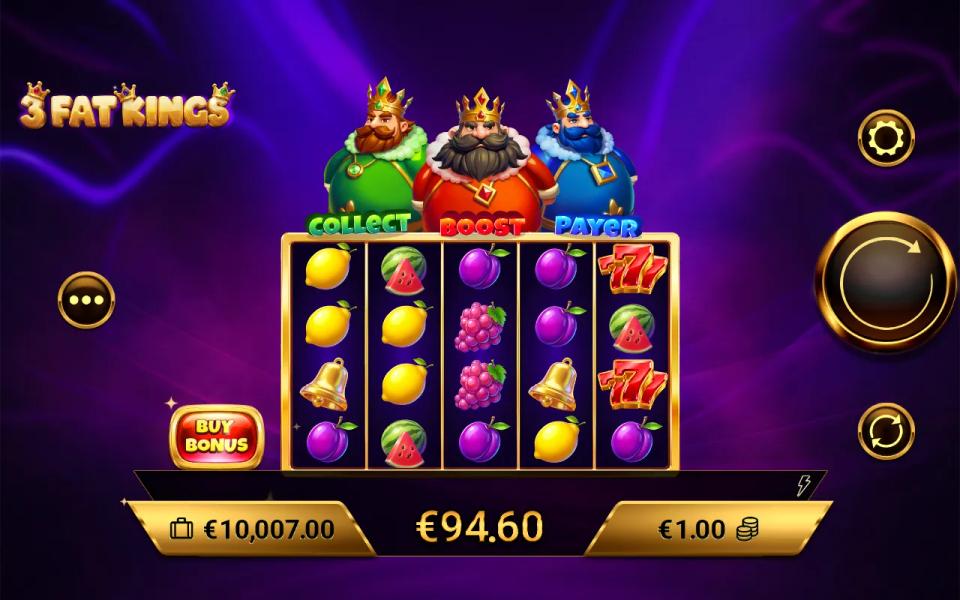 The fruit board with a bought bonus round's total showing in the win field