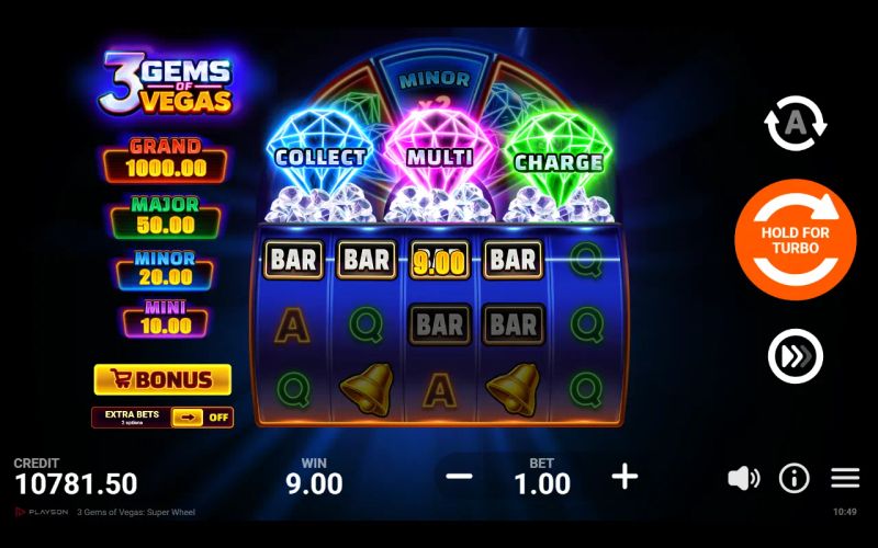 3 Gems of Vegas Super Wheel gameplay screenshot