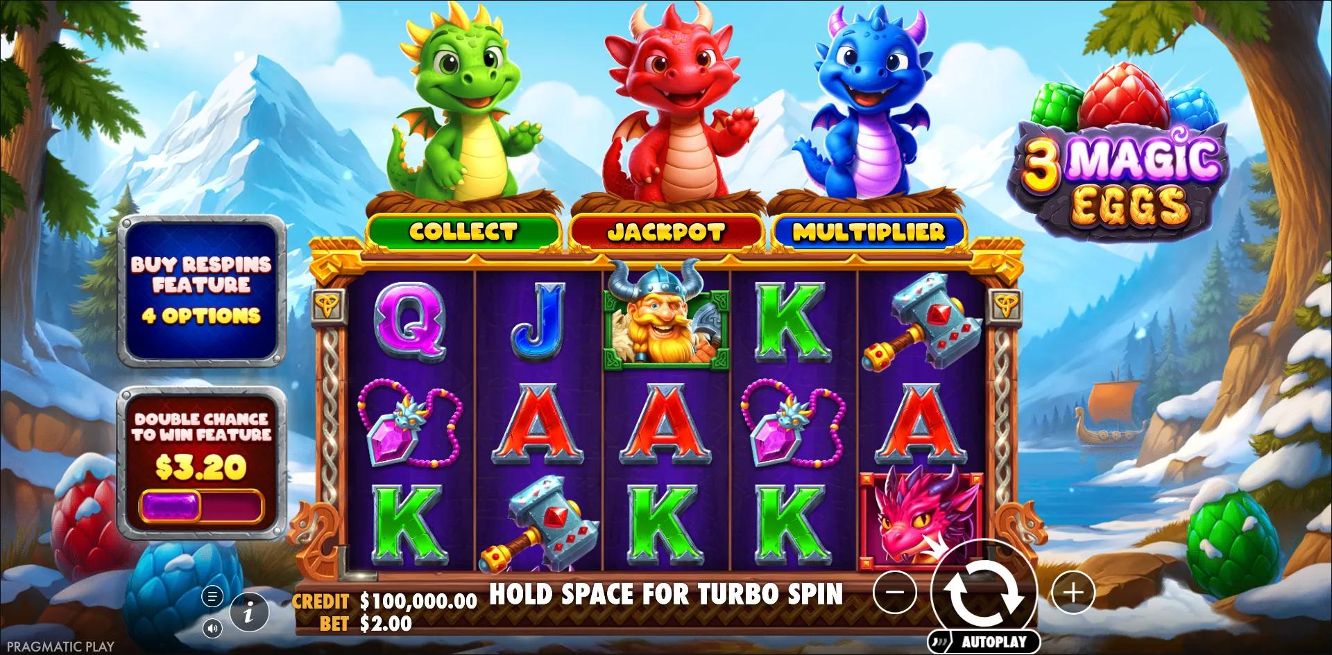 3 Magic Eggs slot gameplay screenshot