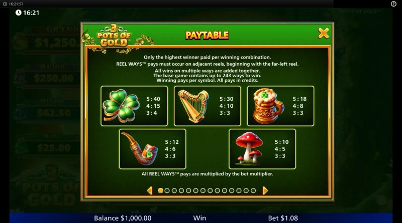 3 Pots O' Gold gameplay screenshot