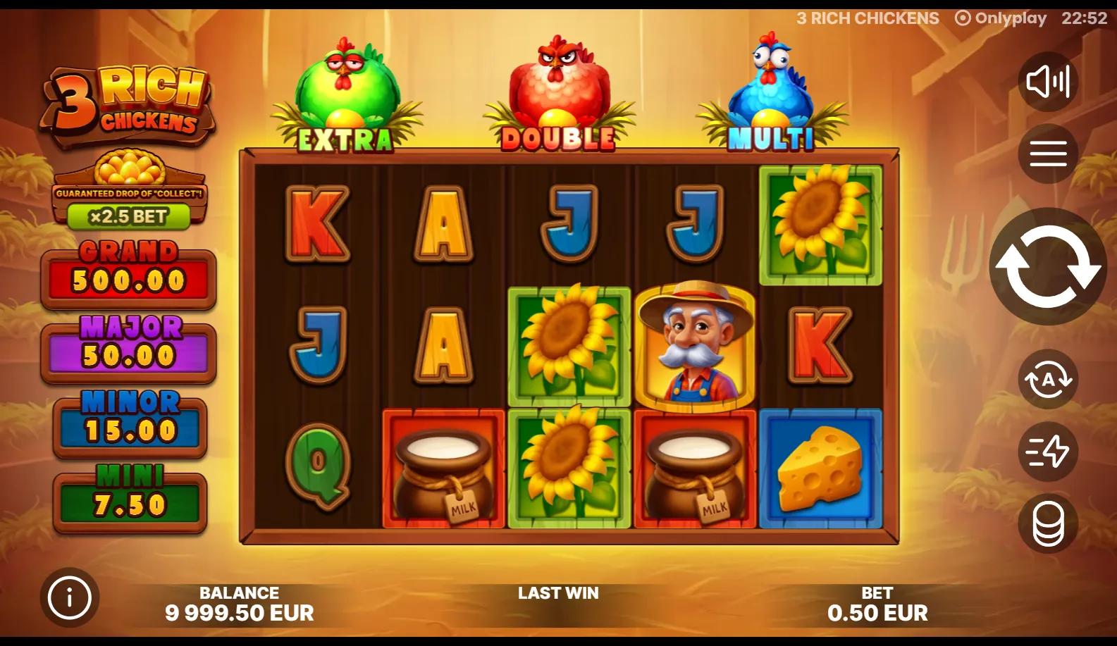 3 Rich Chickens slot gameplay screenshot
