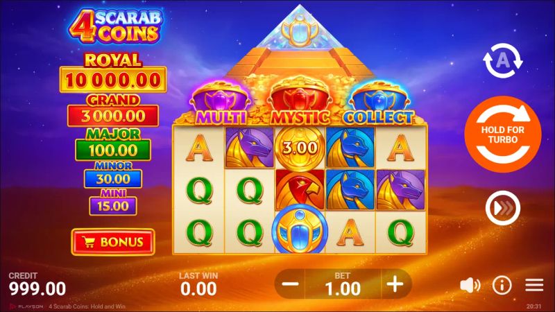 4 Scarab Coins: Hold and Win gameplay screenshot