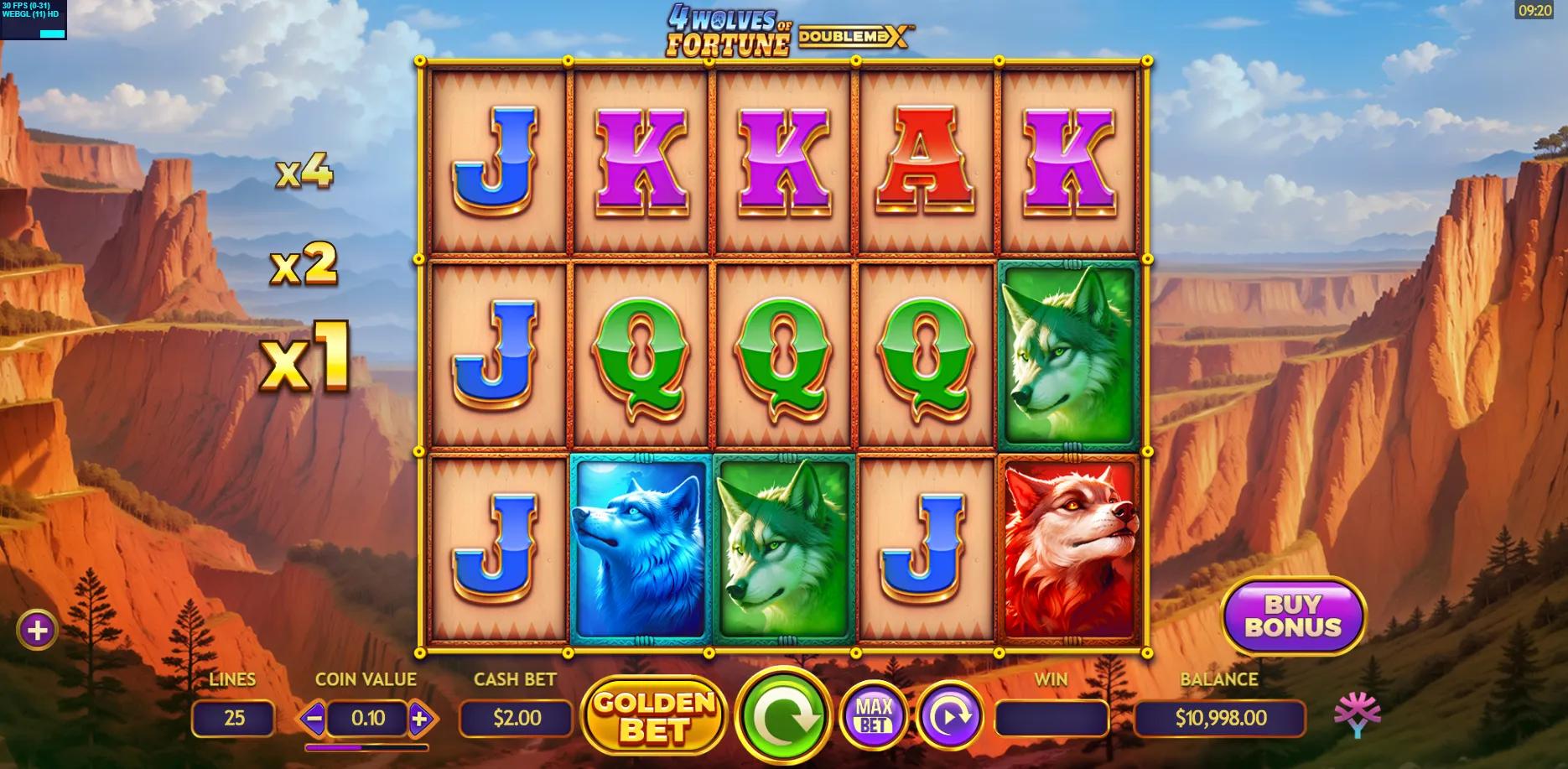 4 Wolves of Fortune DoubleMax slot gameplay screenshot