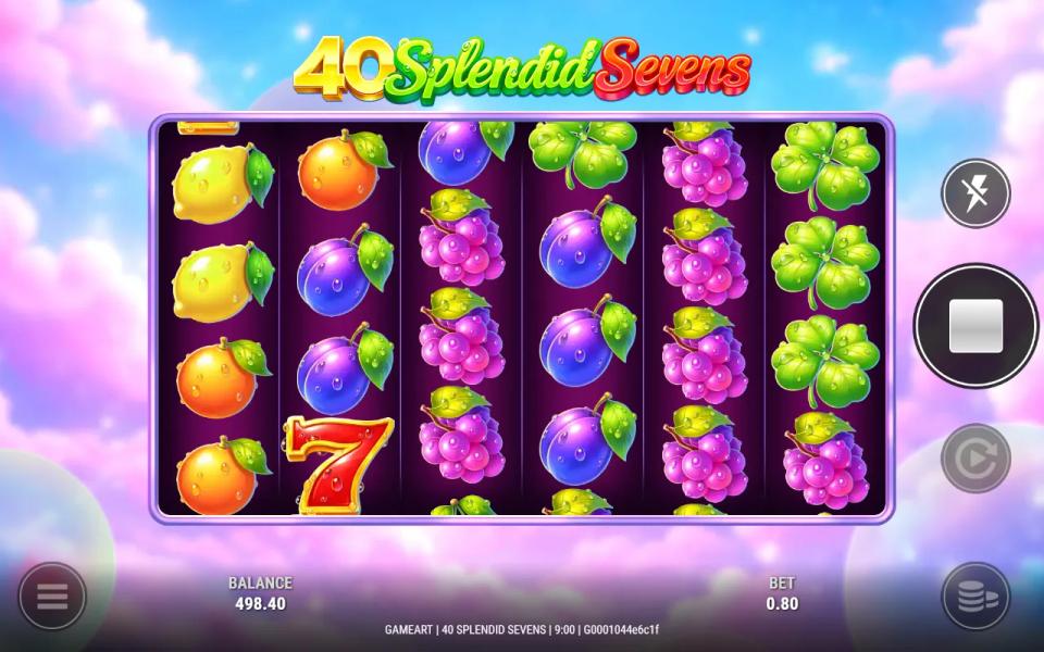 Grid filled with plums and grapes across all six reels, with one red seven wild on the second reel