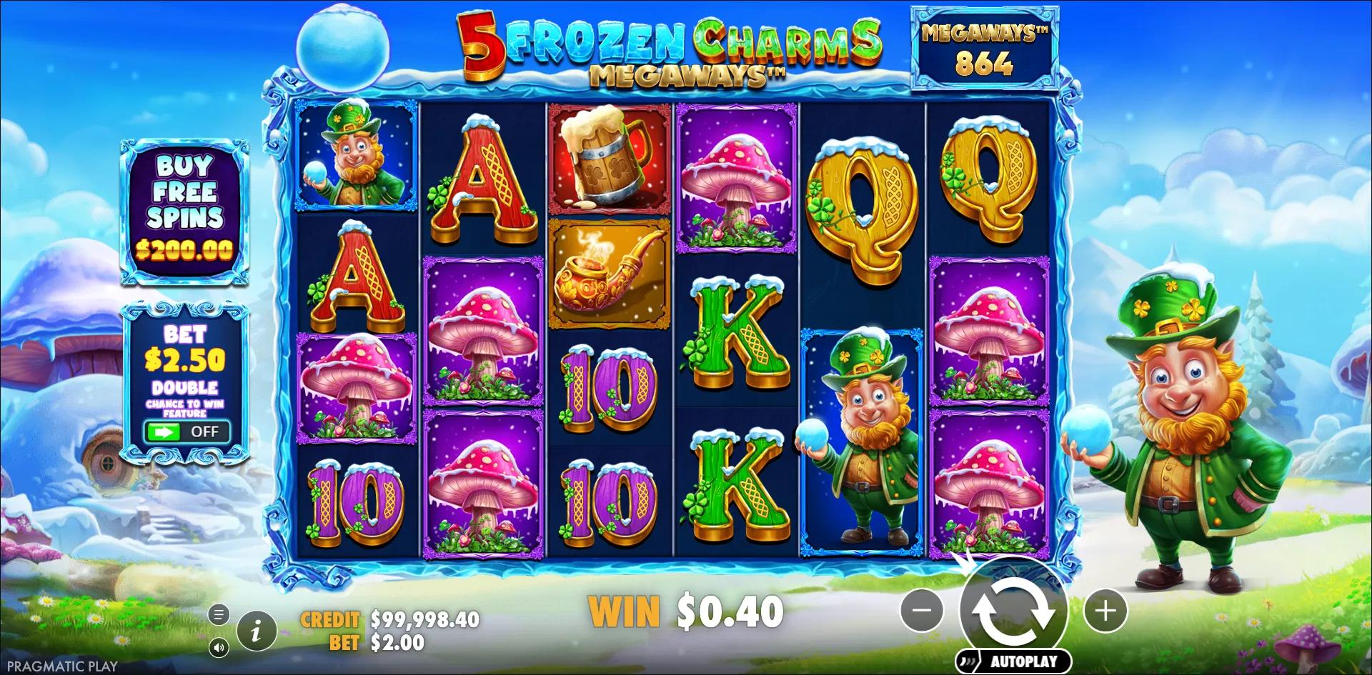 5 Frozen Charms Megaways slot gameplay screenshot