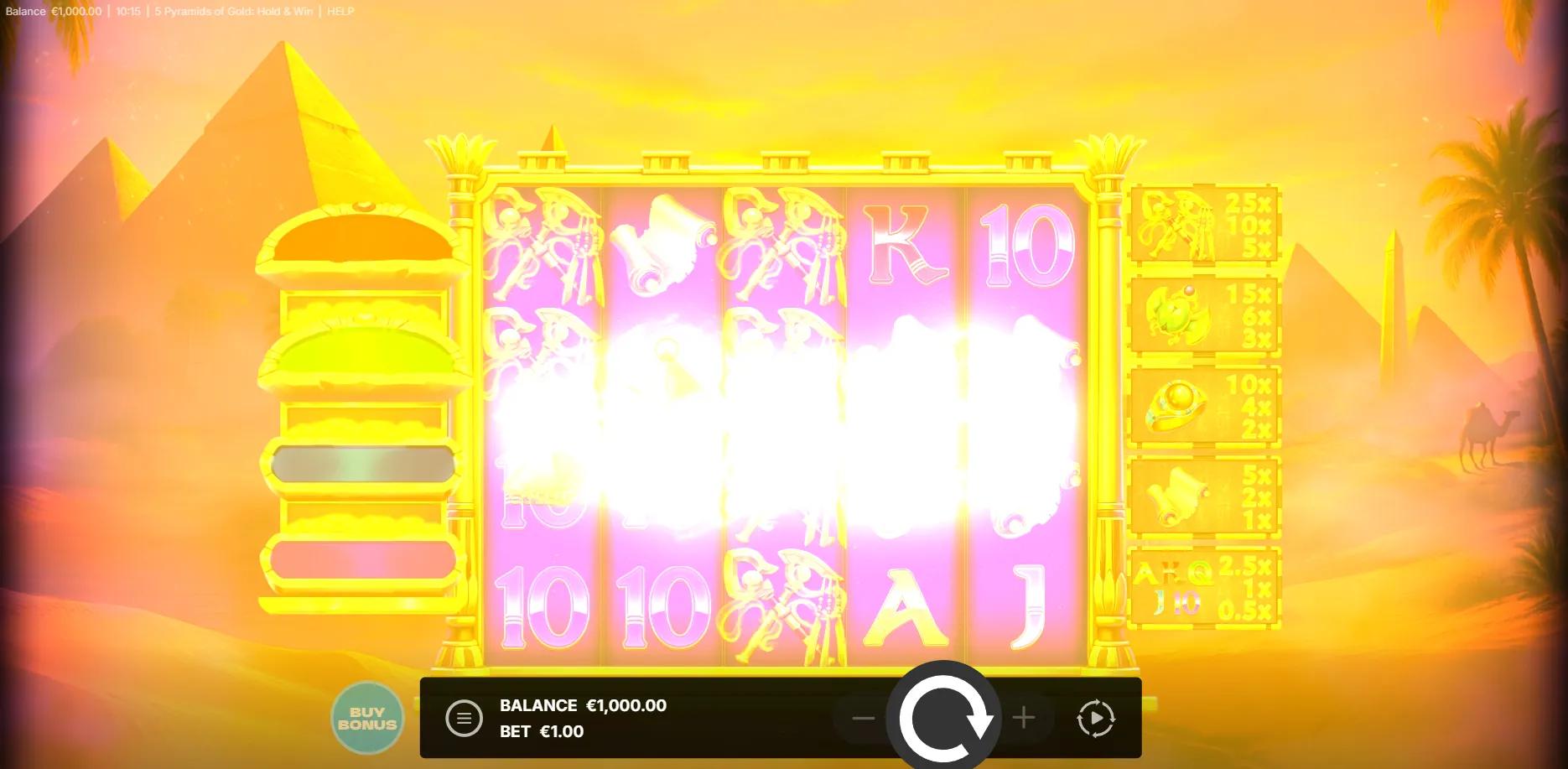 5 Pyramids of Gold: Hold & Win slot gameplay screenshot