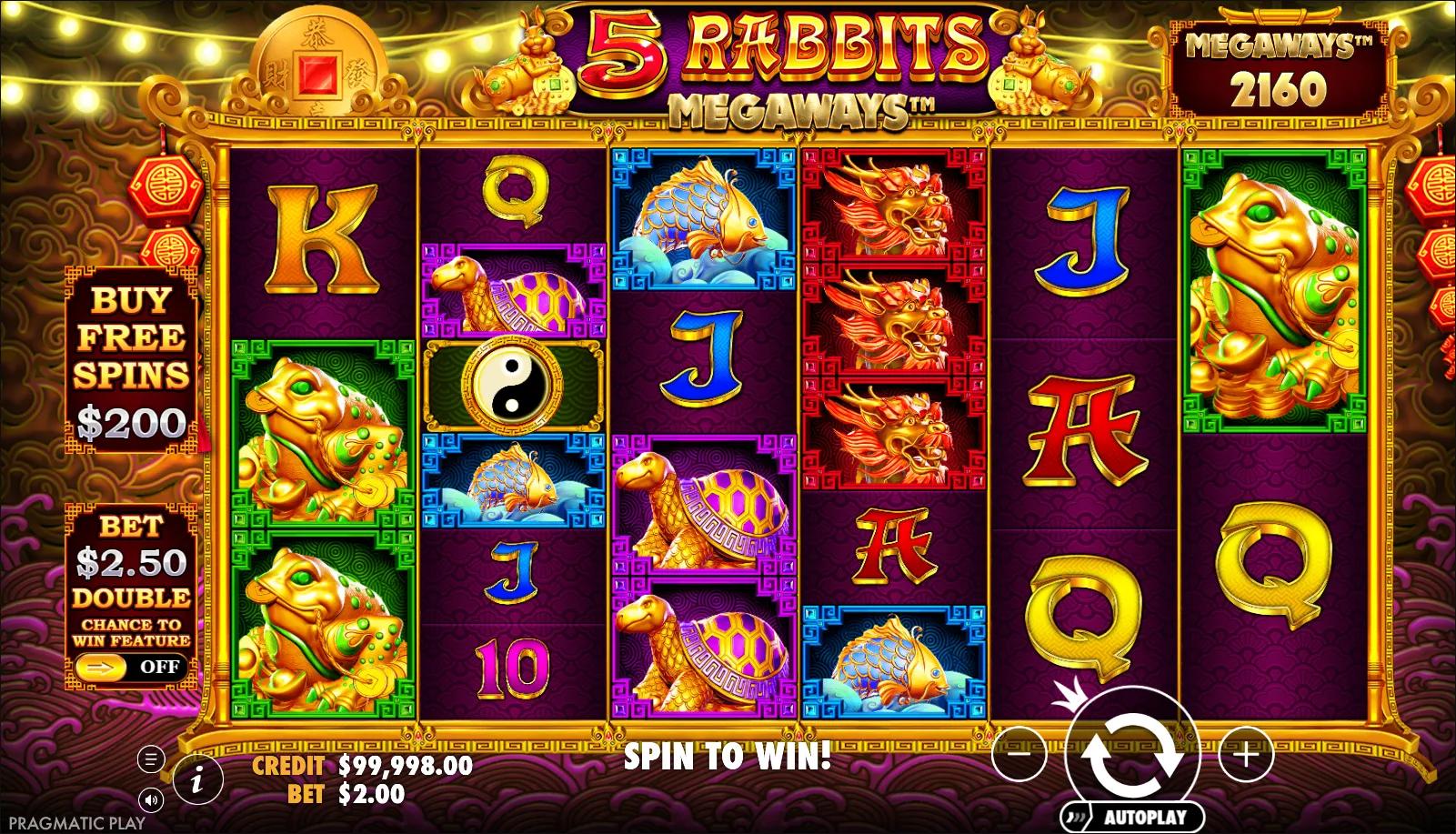 5 Rabbits Megaways slot gameplay screenshot