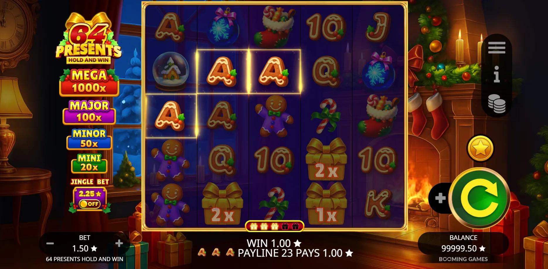 64 Presents Hold and Win slot gameplay screenshot