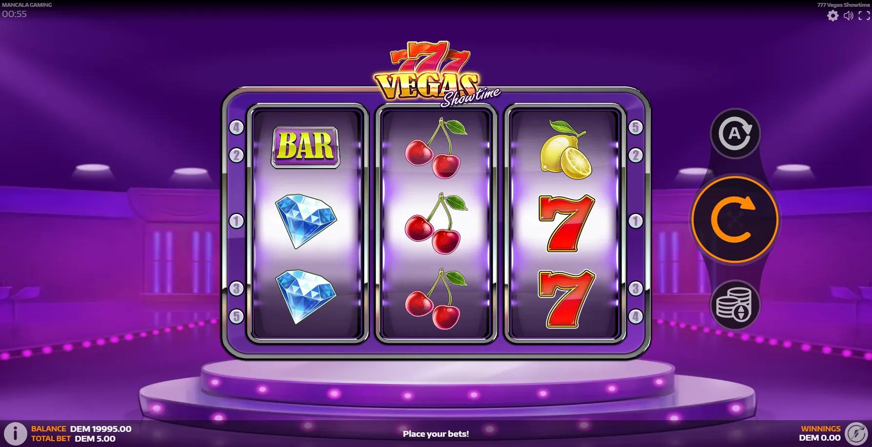 777 Vegas Showtime slot gameplay screenshot