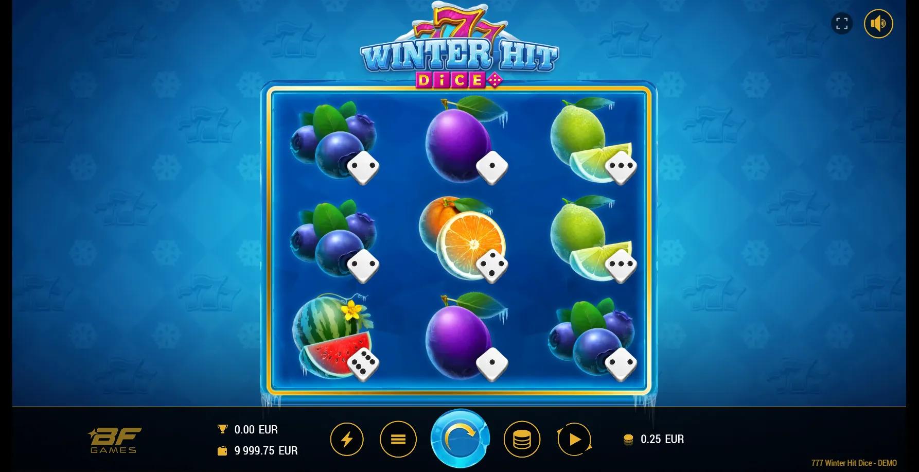 777 Winter Hit Dice slot gameplay screenshot