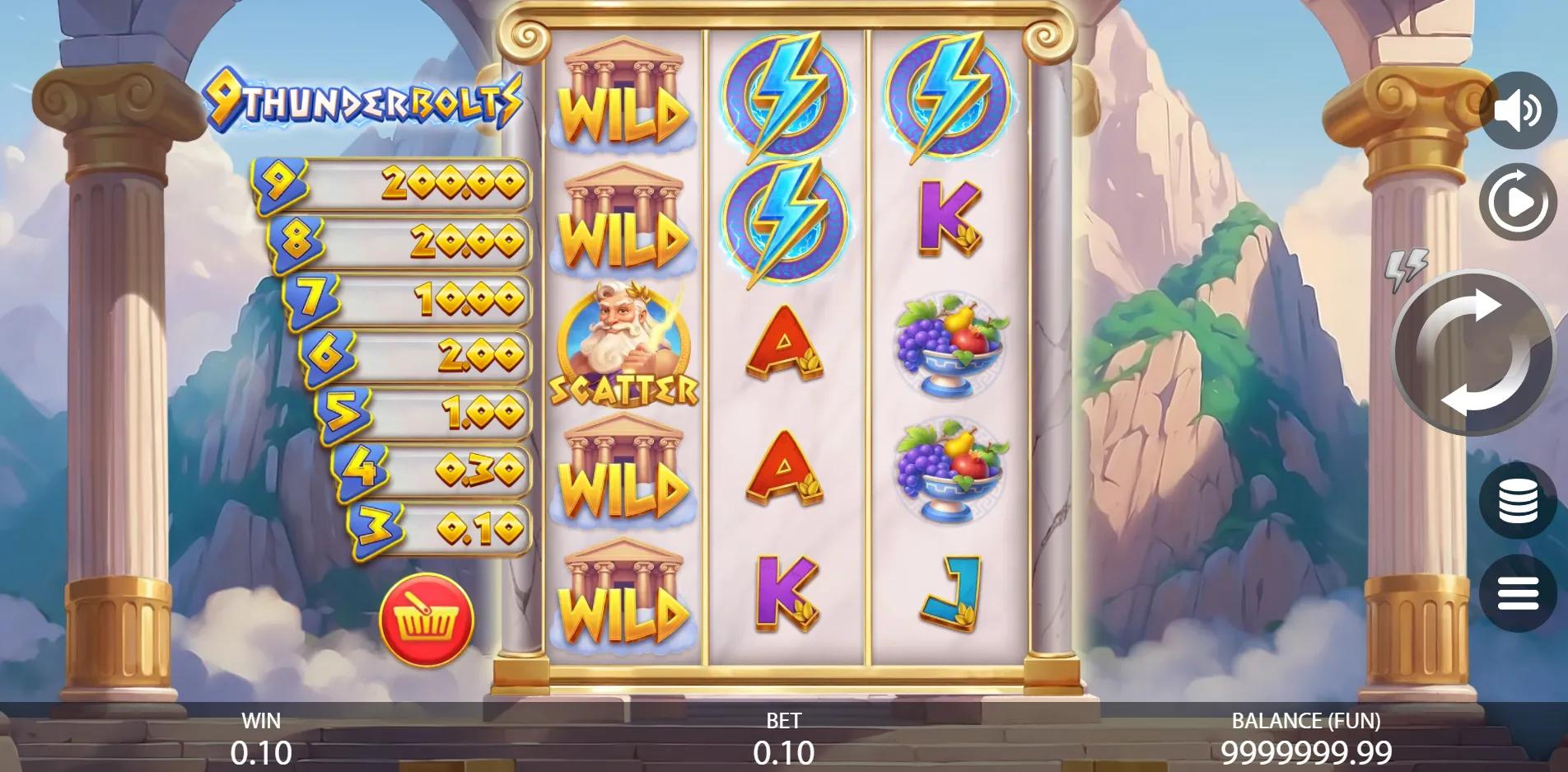 9 Thunderbolts slot gameplay screenshot