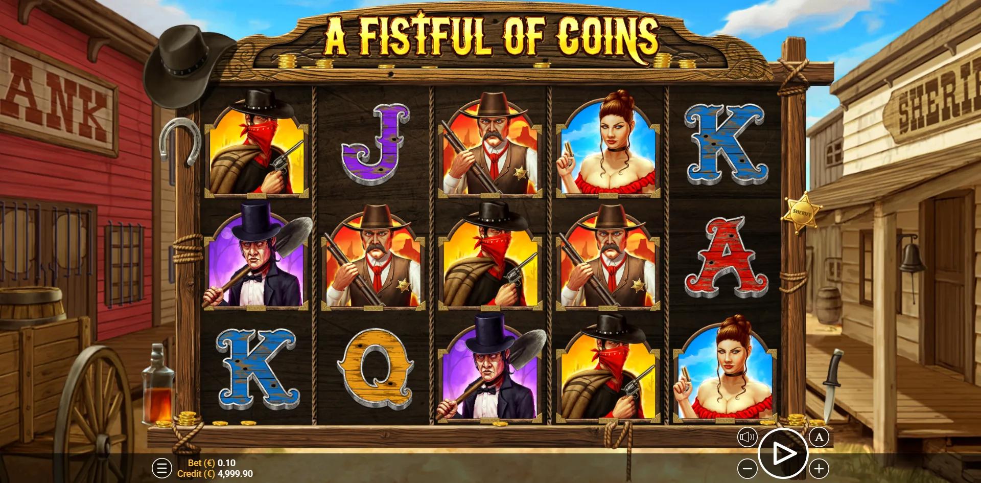 A Fistful of Coins reels showing Gold symbols and Free Spins
