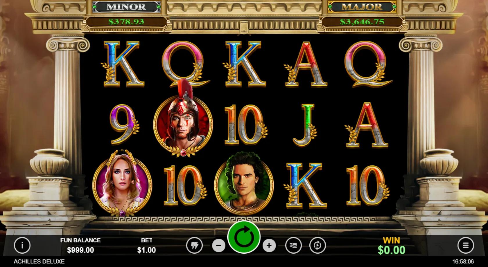Achilles Deluxe slot gameplay screenshot