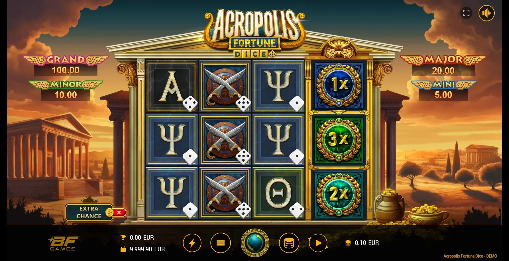 Acropolis Fortune Dice slot gameplay screenshot